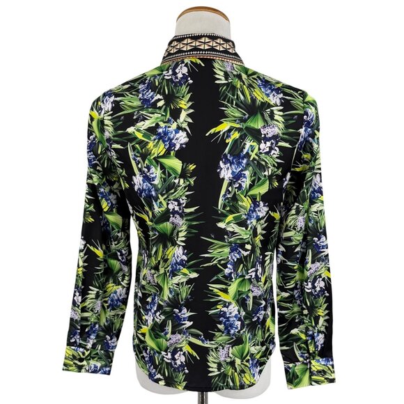 Vtg Y2K Wielisa 100% Silk Floral Button Down L/S Blouse | Quiet Luxury Resort XS - Picture 9 of 16